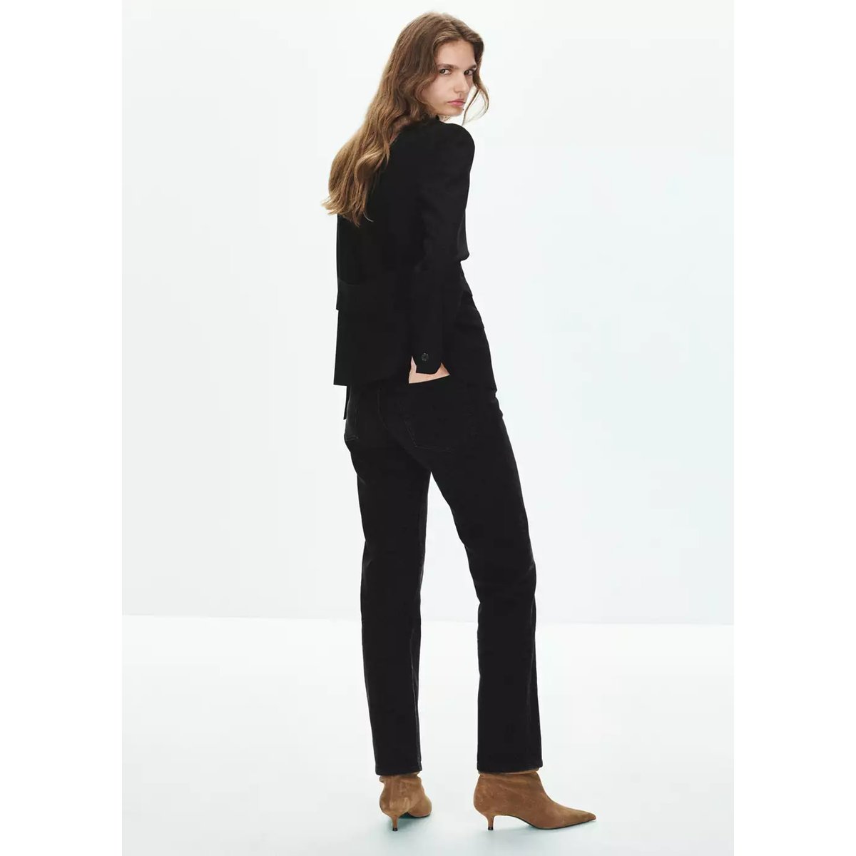 Jean slim taille haute black denim, MANGO