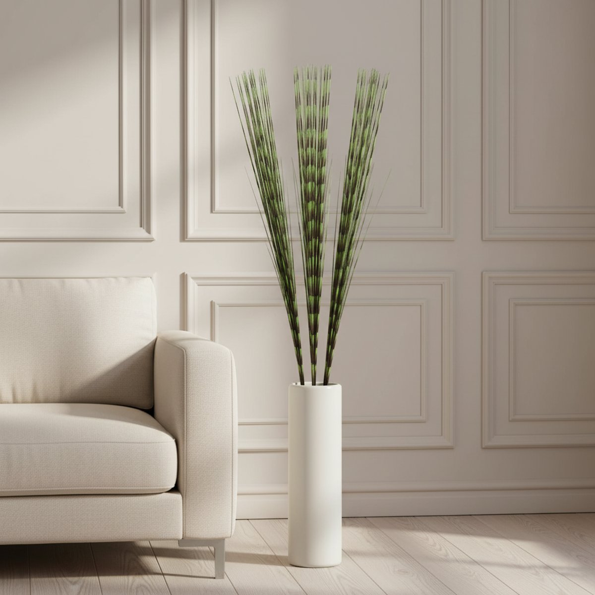 Feuillage herbe effet rayure artificielle H121 vert et bordeaux, SIA DECO