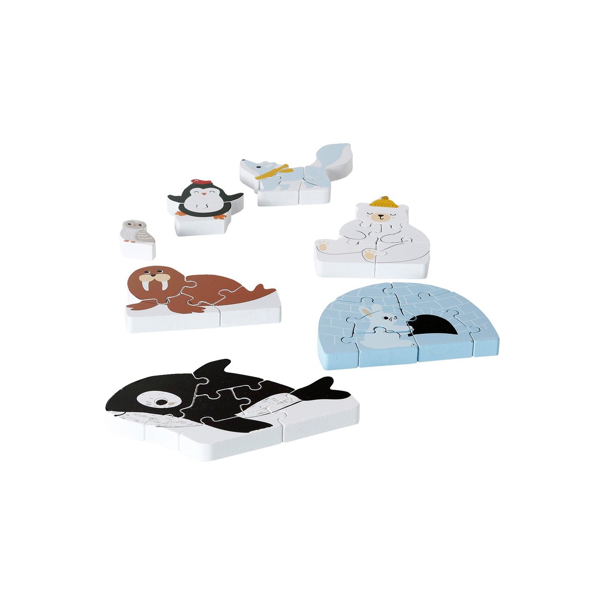 Puzzles évolutifs 3D Banquise en bois FSC® blanc, VERTBAUDET