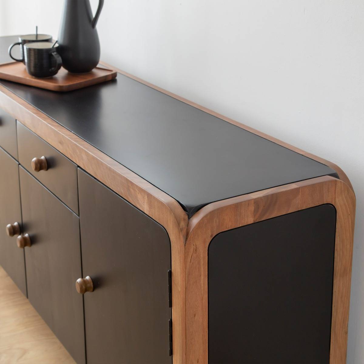 Buffet en bois de manguier ROMY noir, MADE IN MEUBLES 