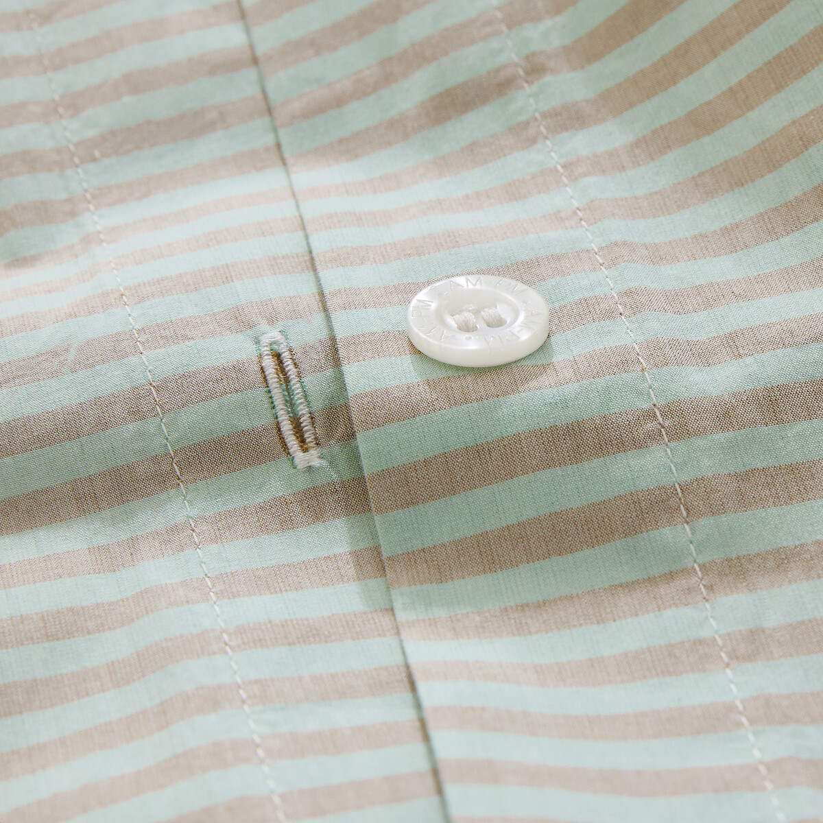Housse de couette en percale lavée 120 fils, VALLI rayé menthe / bronze, AM.PM