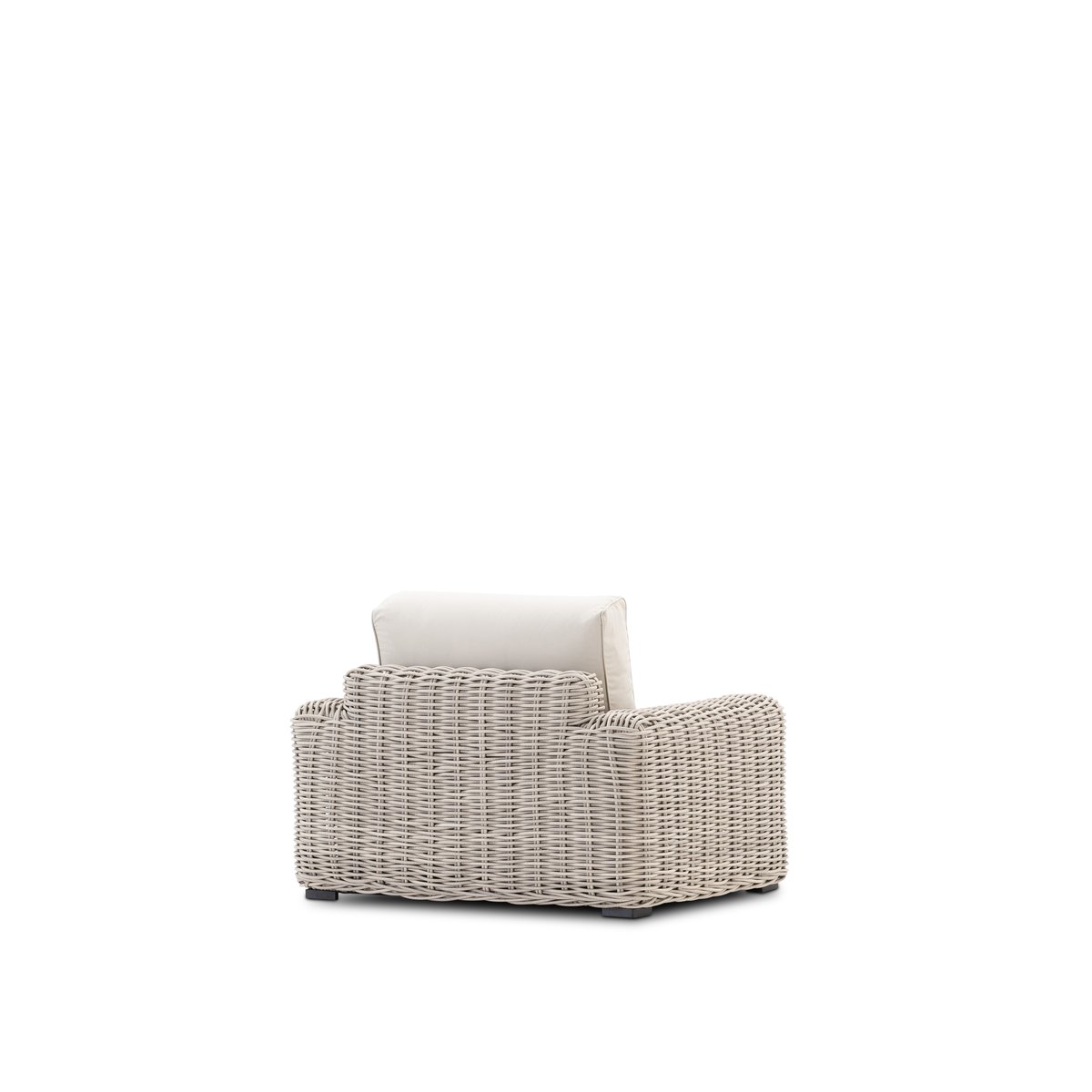 Fauteuil rotin, TAHITI gris, coussin beige, DEFORA HOME
