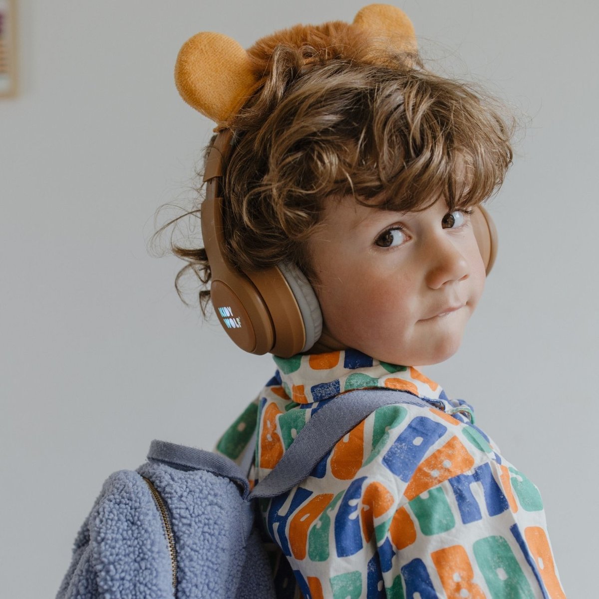 Casque Audio marron, beige, KIDYWOLF