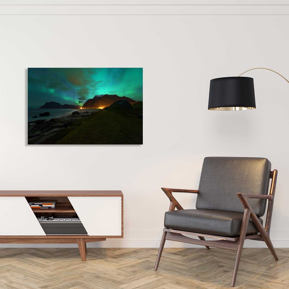 Tableau norvège aurore boréale tableau alu dibond, HEXOA