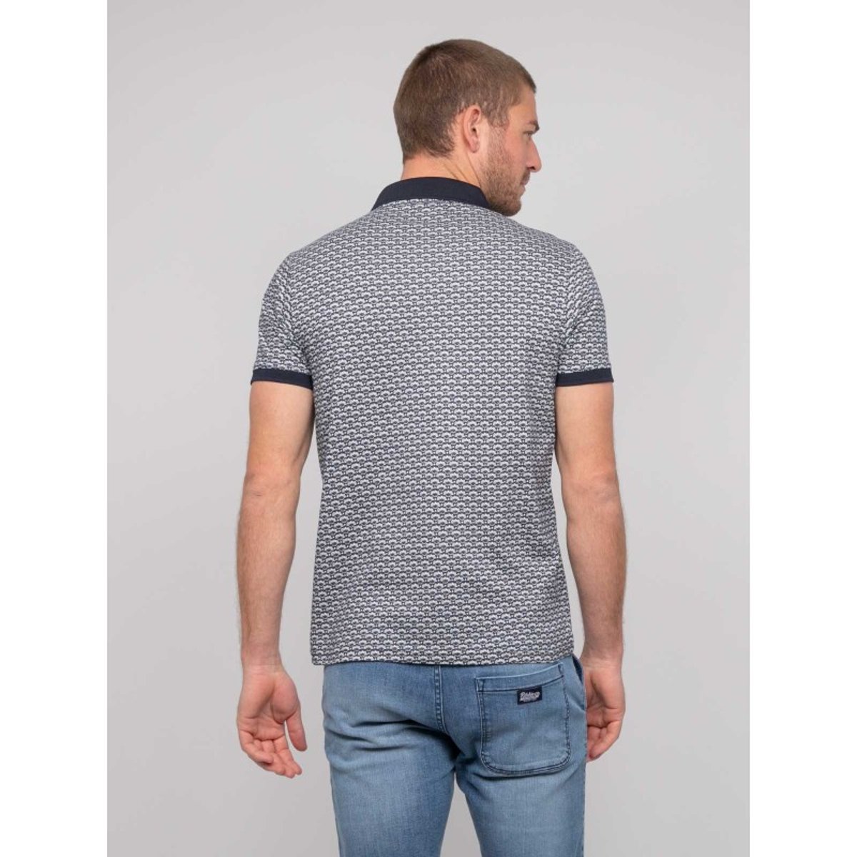 Polo Manches Courtes Coton Motifs Palaina bleu marine, RITCHIE