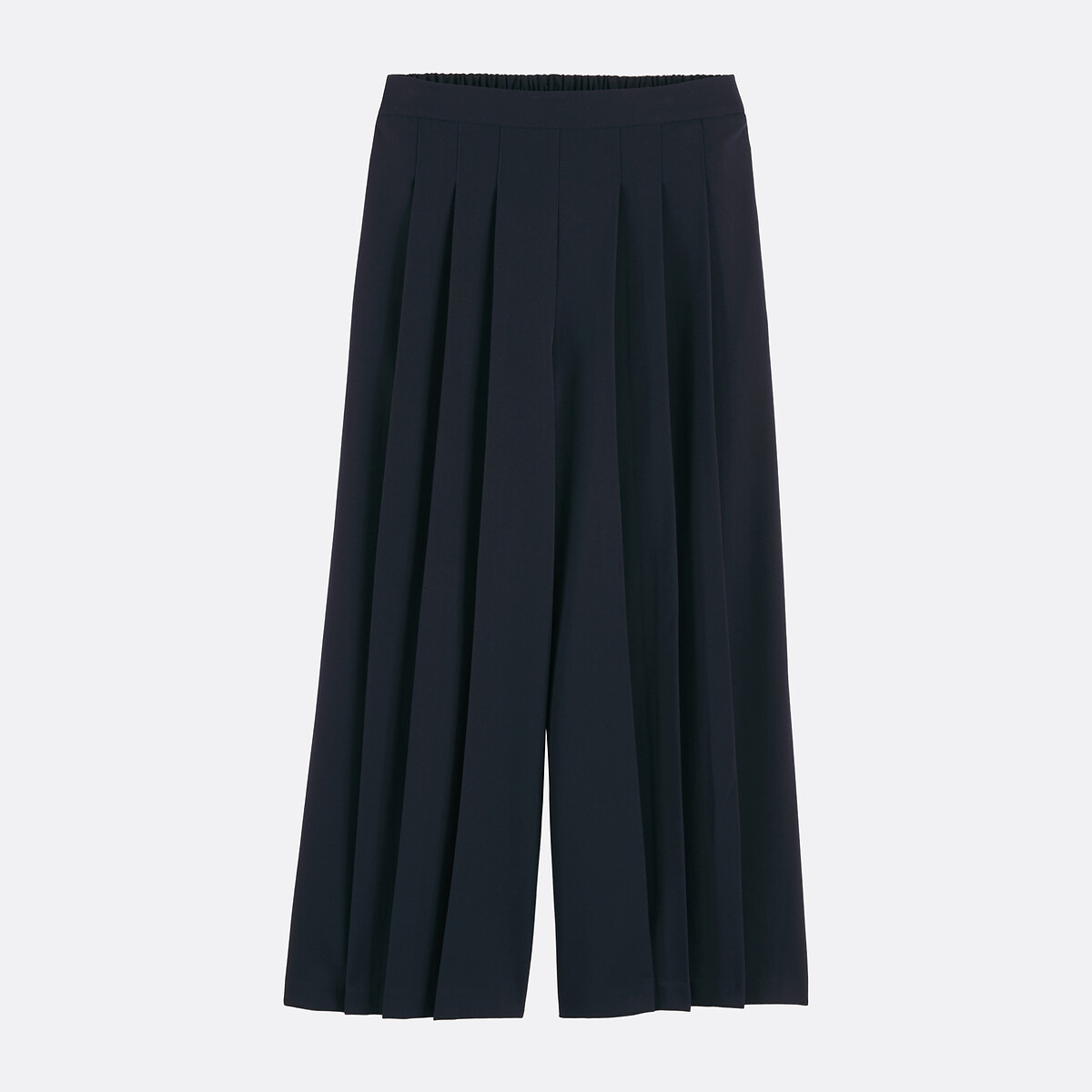 Pleated Loose Fit Wide Leg Ankle Grazer Trousers navy blue, LA REDOUTE COLLECTIONS