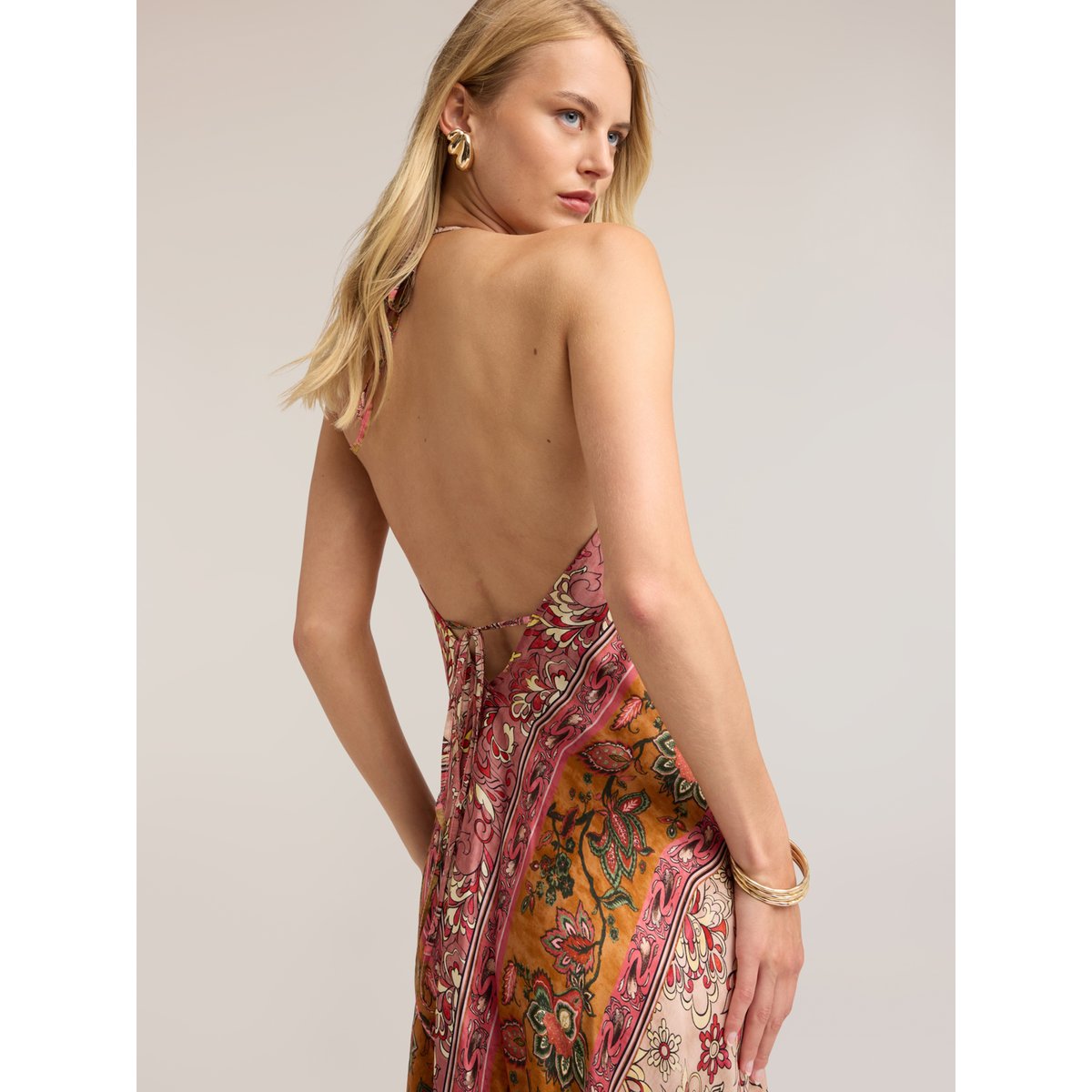 Robe longue imprimée rose, MOTIVI