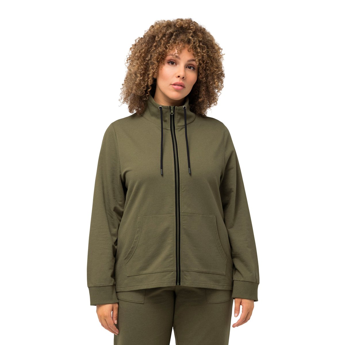 Veste en molleton vert loden, ULLA POPKEN