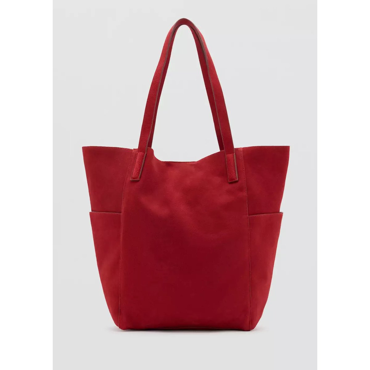 Sac shopper cuir rouge, MANGO