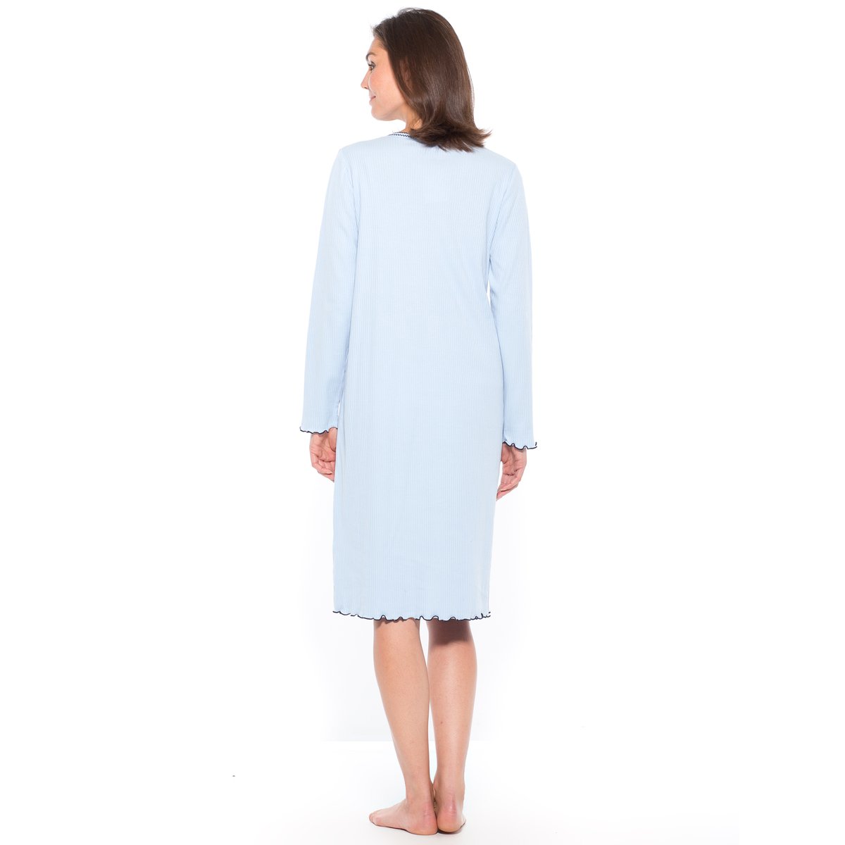 Chemise de nuit courte coton bleu, DAXON