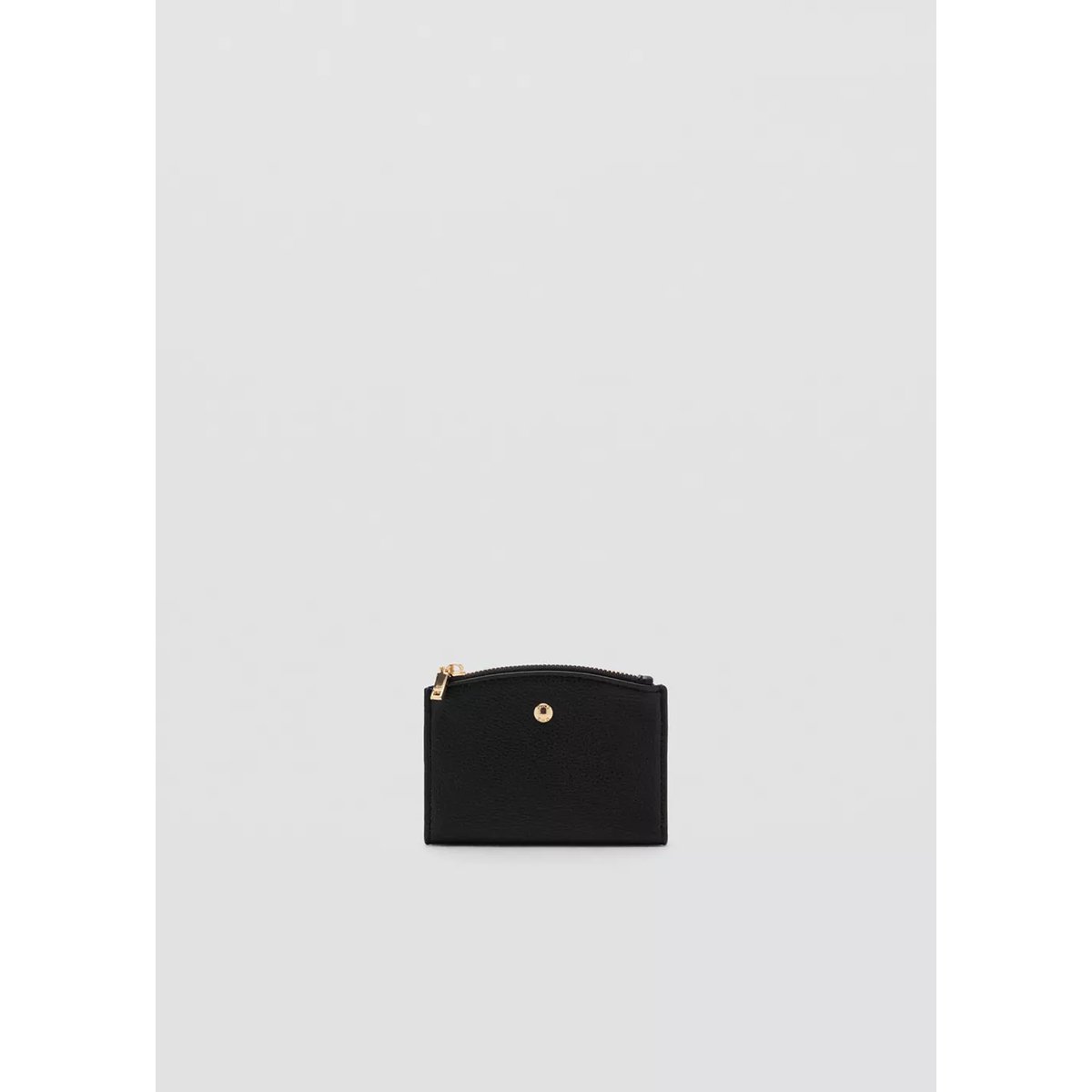 Portefeuille rabat bouton noir, MANGO