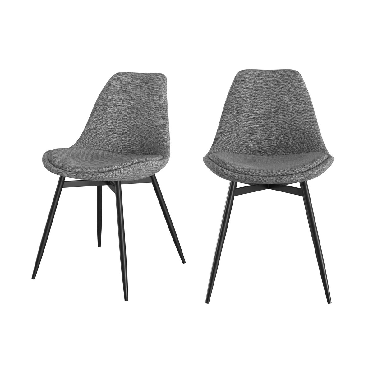Lot de 2 chaises en tissu chiné et pieds en métal - FILIPI gris foncé chiné, MAISON PAVANE
