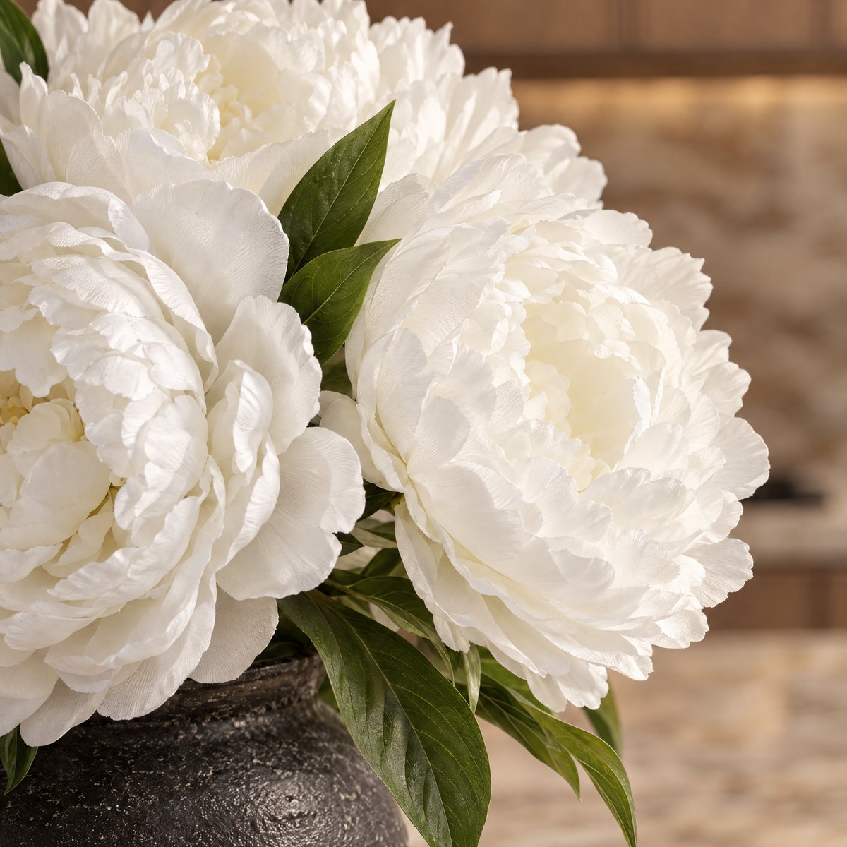 Tige de pivoine artificielle H40 blanc, SIA