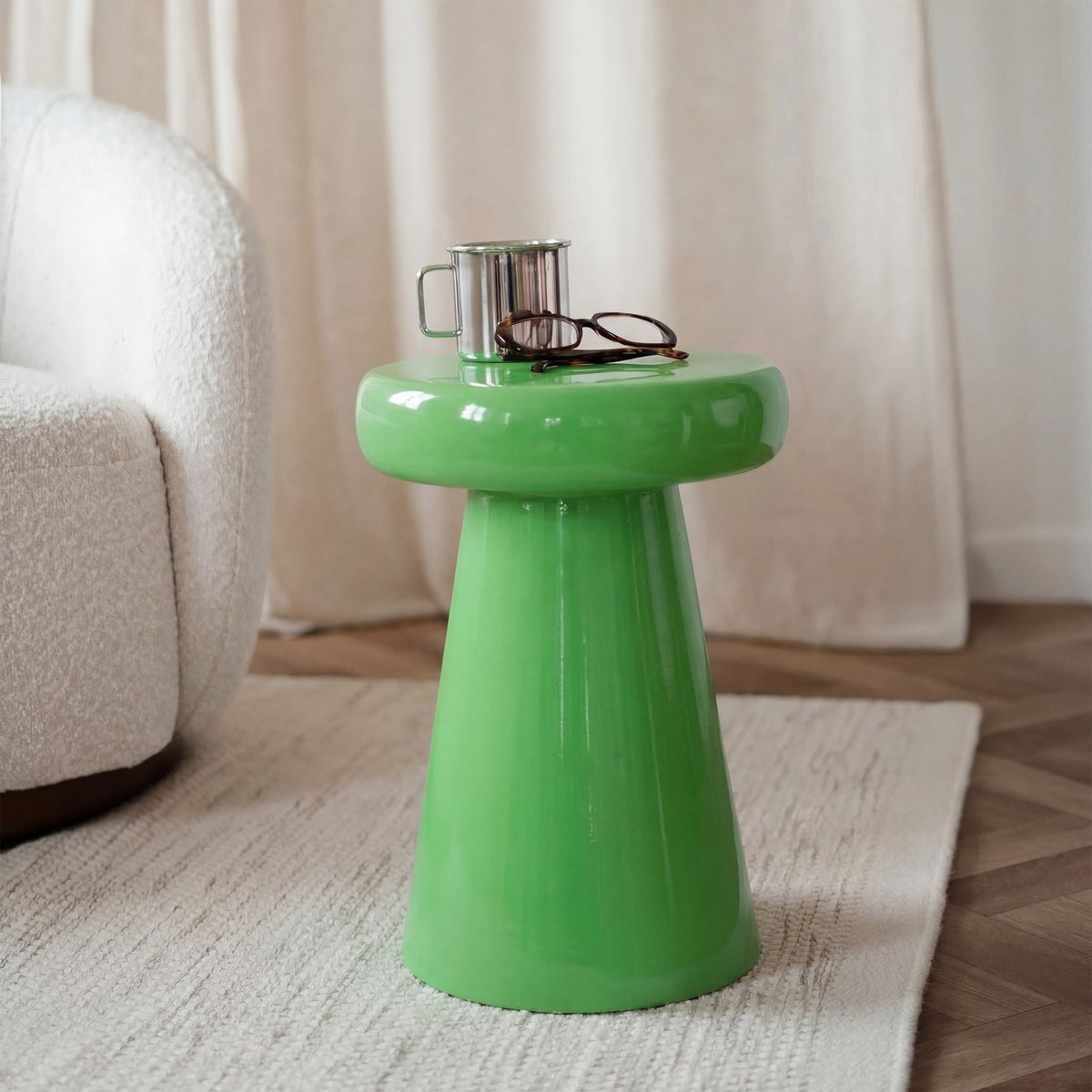 Table d'appoint ronde en métal D40 cm - ANOUK vert, MAISON PAVANE