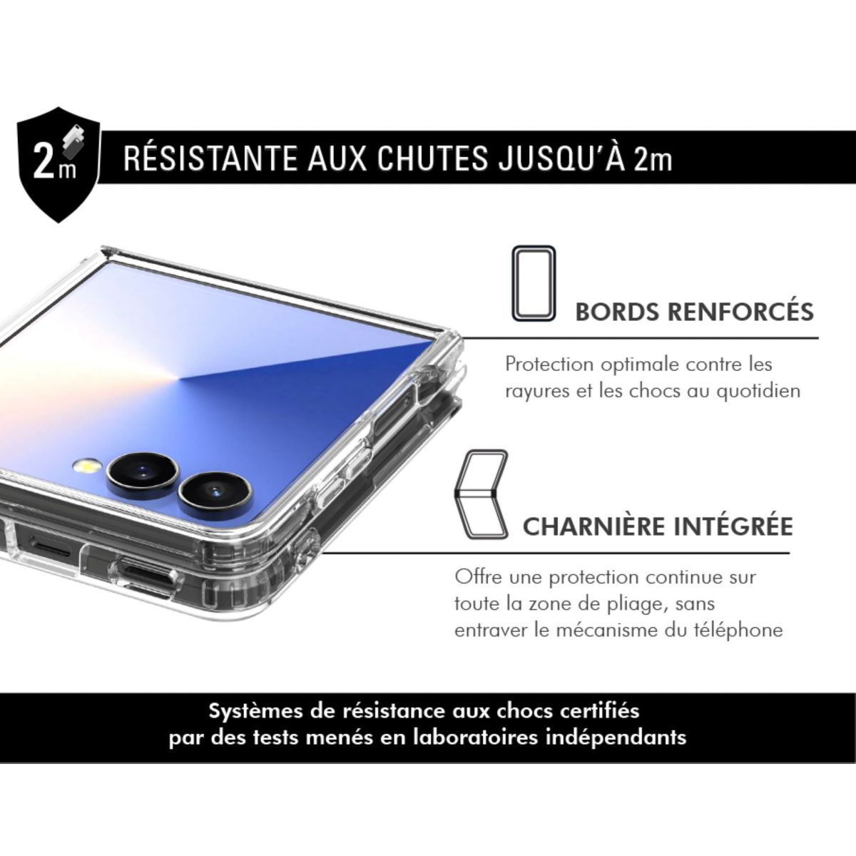 Coque Samsung Z Flip 7 renforcé transparent couleur unique, FORCE CASE