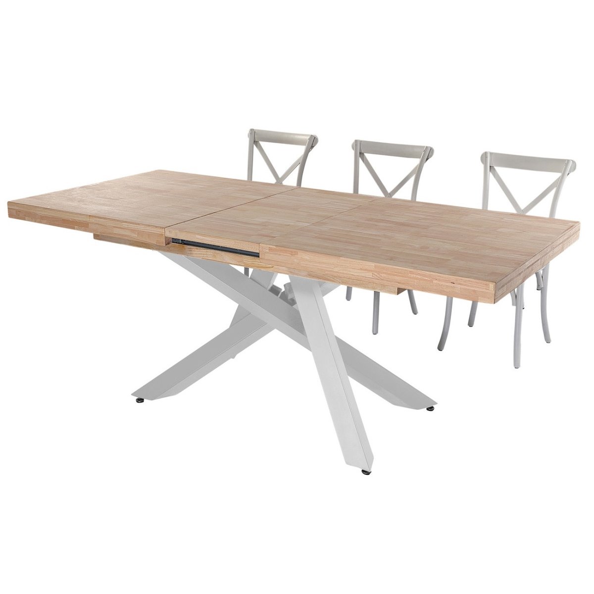 Table de repas extensible en bois et acier  - MALANA blanc, MATHI DESIGN