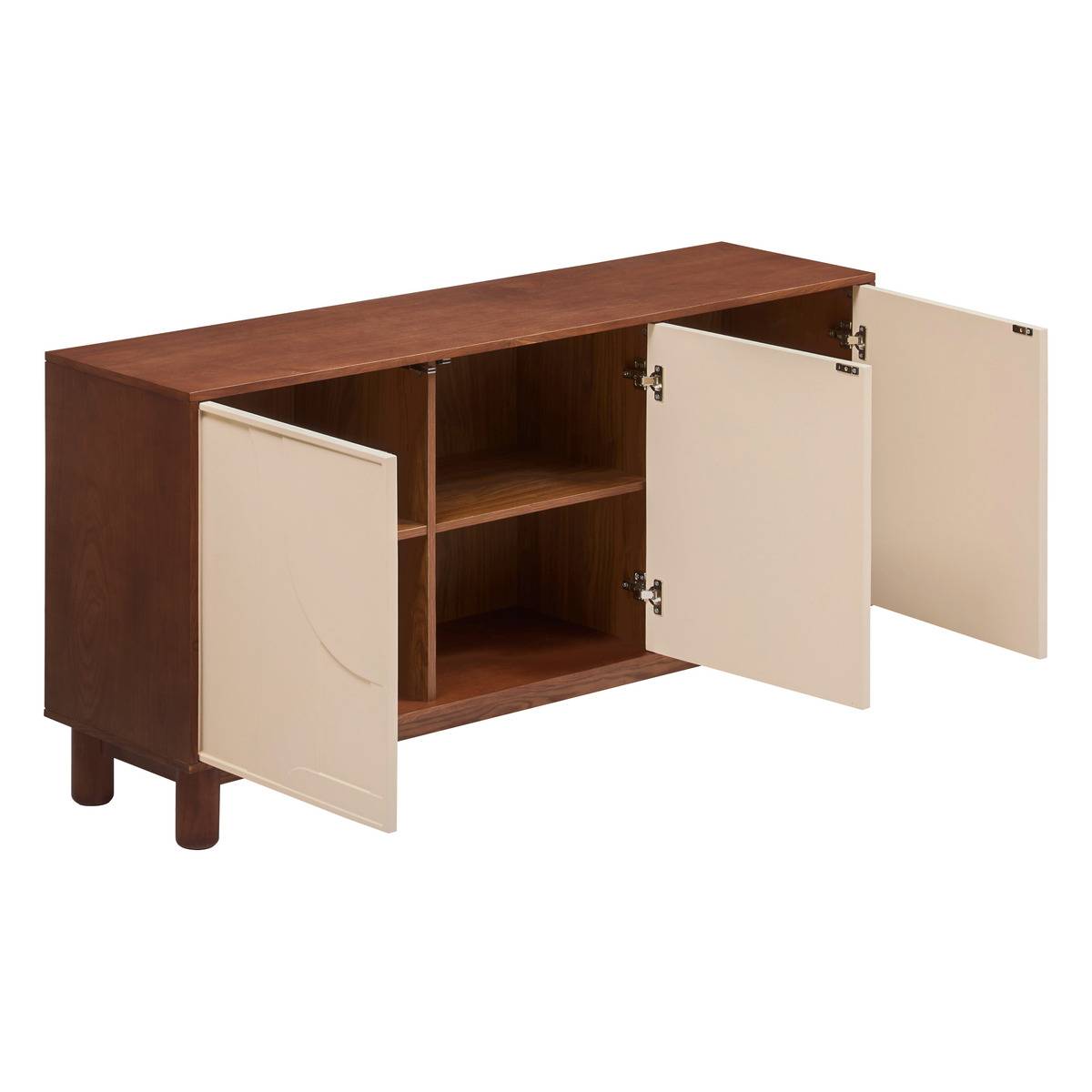 Buffet 3 portes 6 étagères JILANI marron, ATMOSPHERA