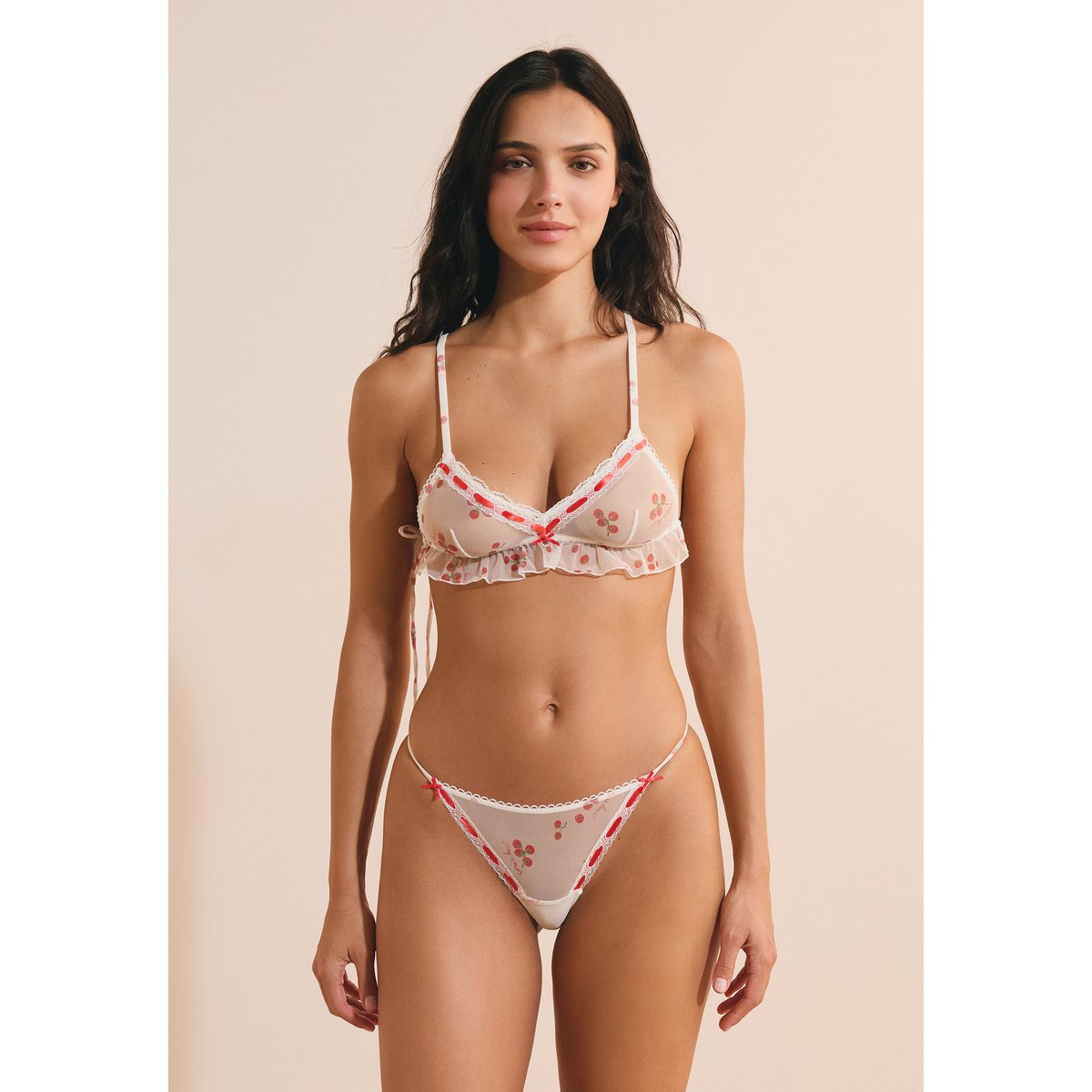 Soutien-gorge brassière en tulle à motifs AROME blanc, ETAM