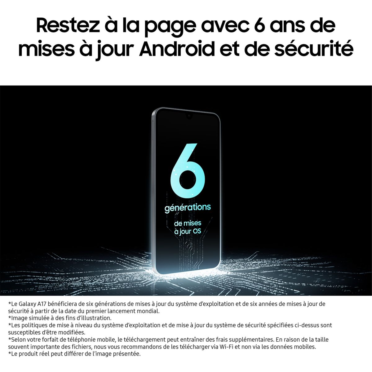Smartphone Galaxy A17 Bleu clair 128Go 4G couleur unique, SAMSUNG