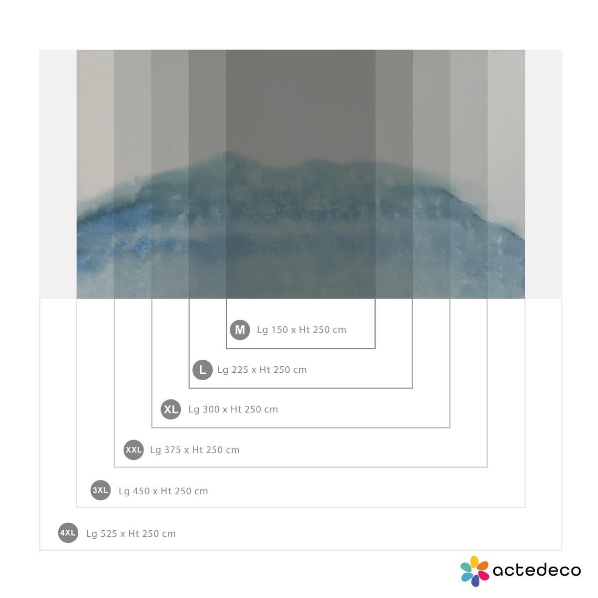 Papier peint panoramique Blue Rock, 300 x 250cm bleu, ACTE DECO