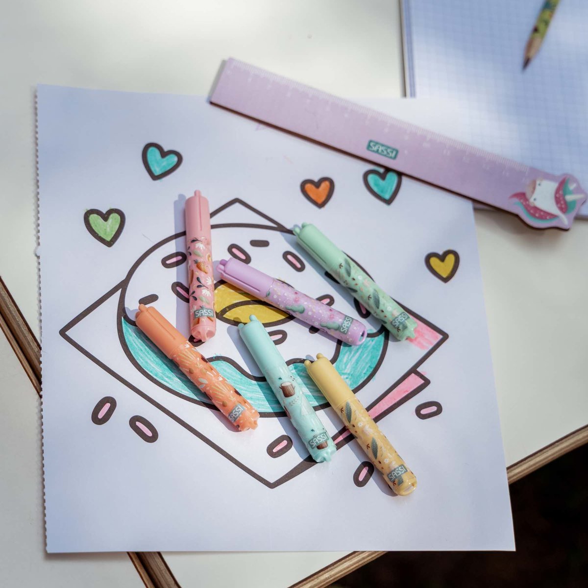 Set de 6 Mini Surligneurs Pastel ANIMAUX multicolore, SASSI JUNIOR