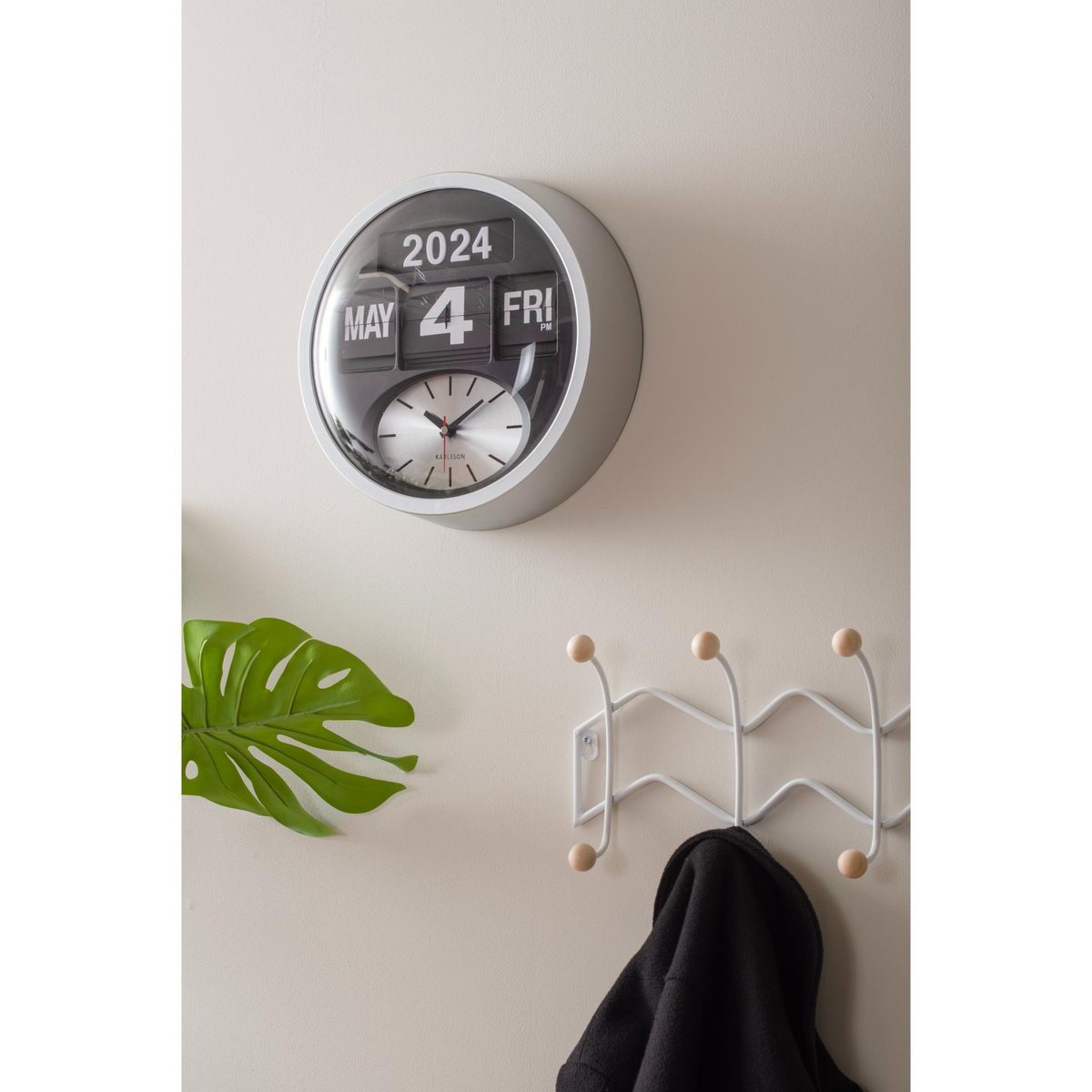 Horloge Murale Thermoplaste ROUND FLIP argent, KARLSSON
