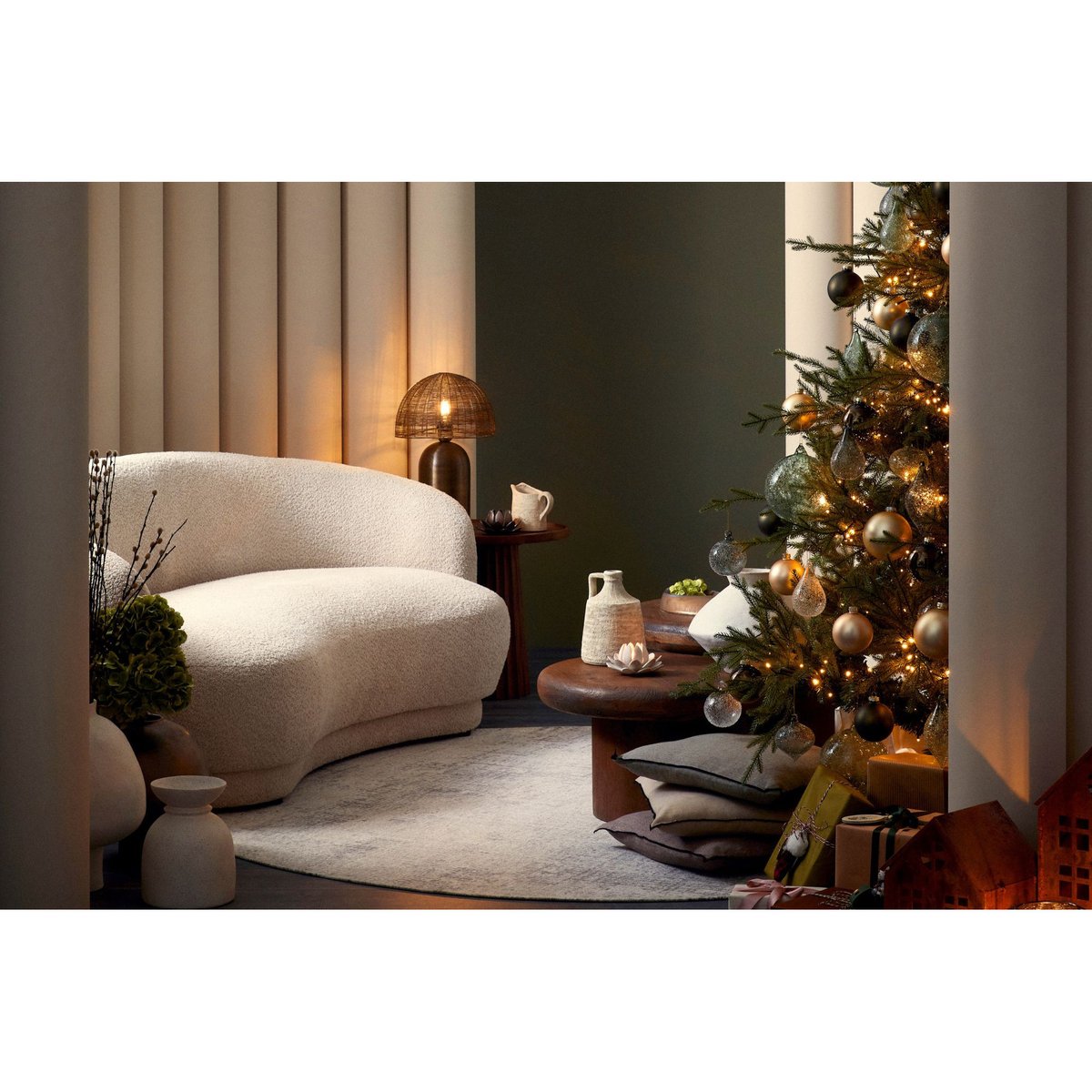 Canapé 3 places en tissu bouclette beige L191 - ELLA beige, HELLIN, DEPUIS 1862