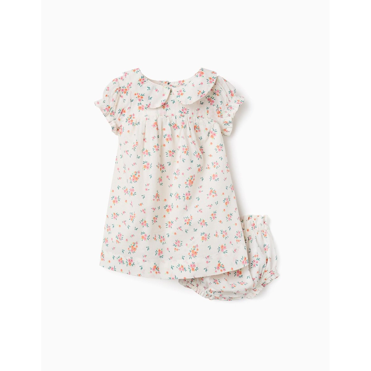 Robe à manches courtes avec motif floral beige clair, ZIPPY