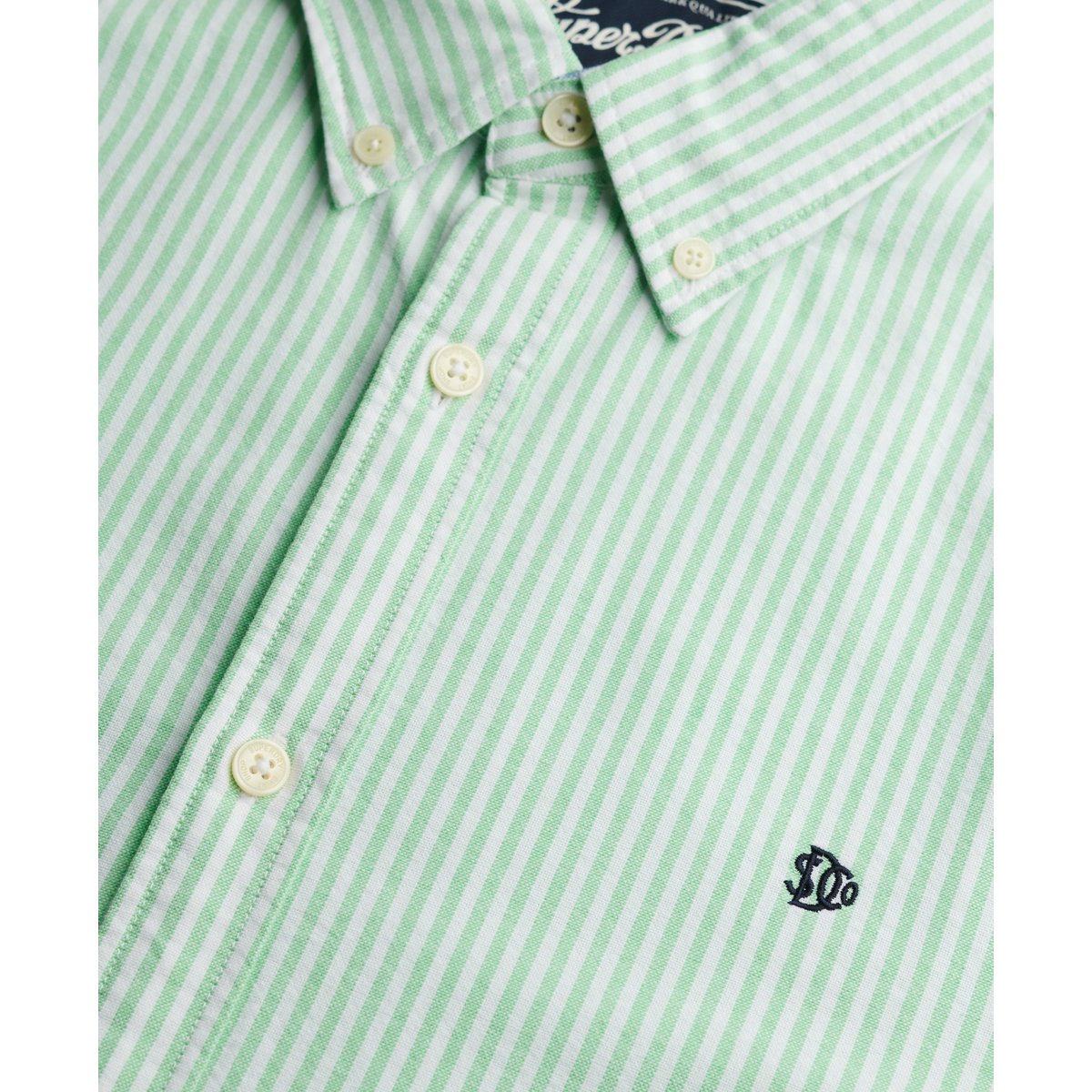 Chemise Oxford Preppy à Manches Longues rayures vert menthe, SUPERDRY