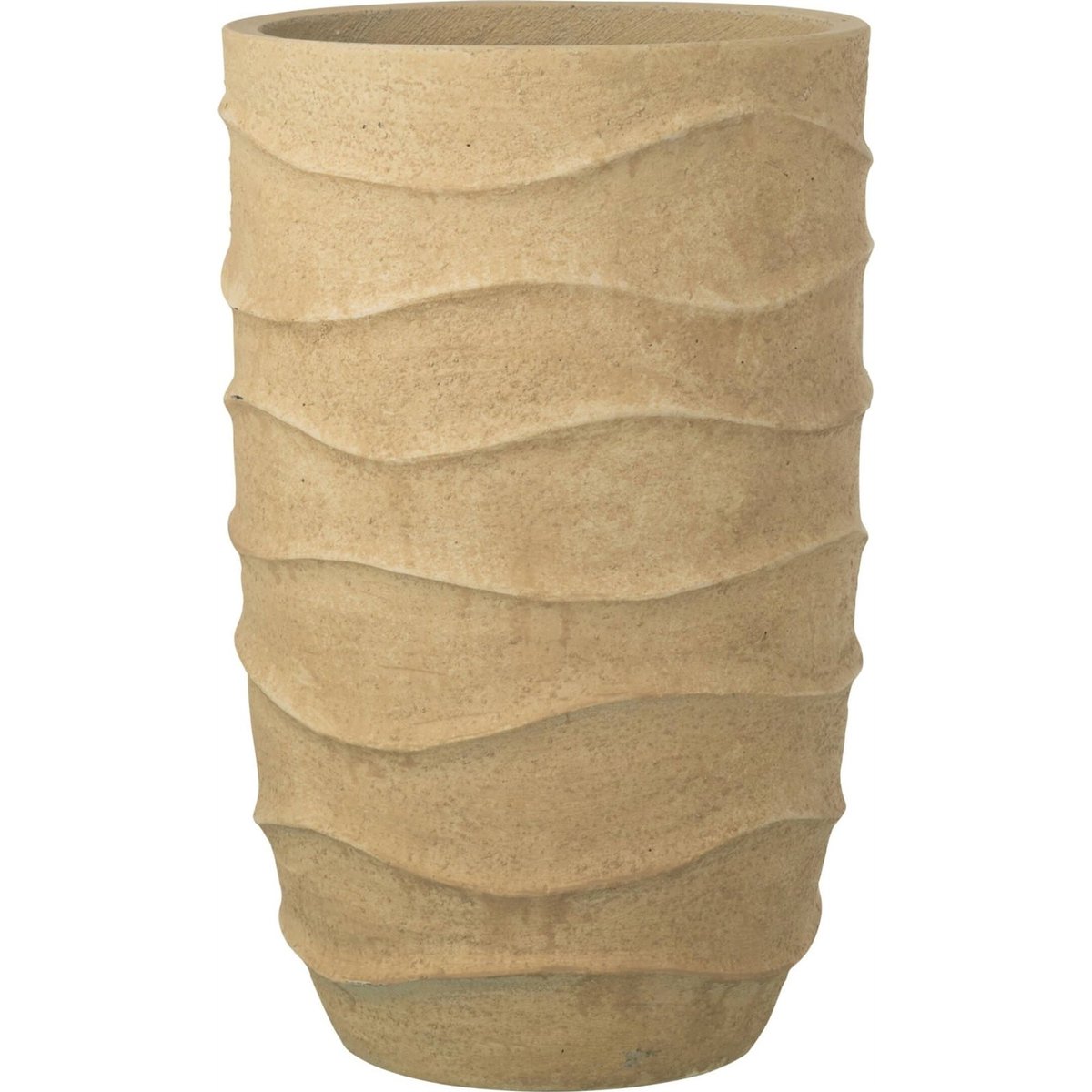 Cache-pot vague en pierre reconstituée sable beige, RECOLLECTION