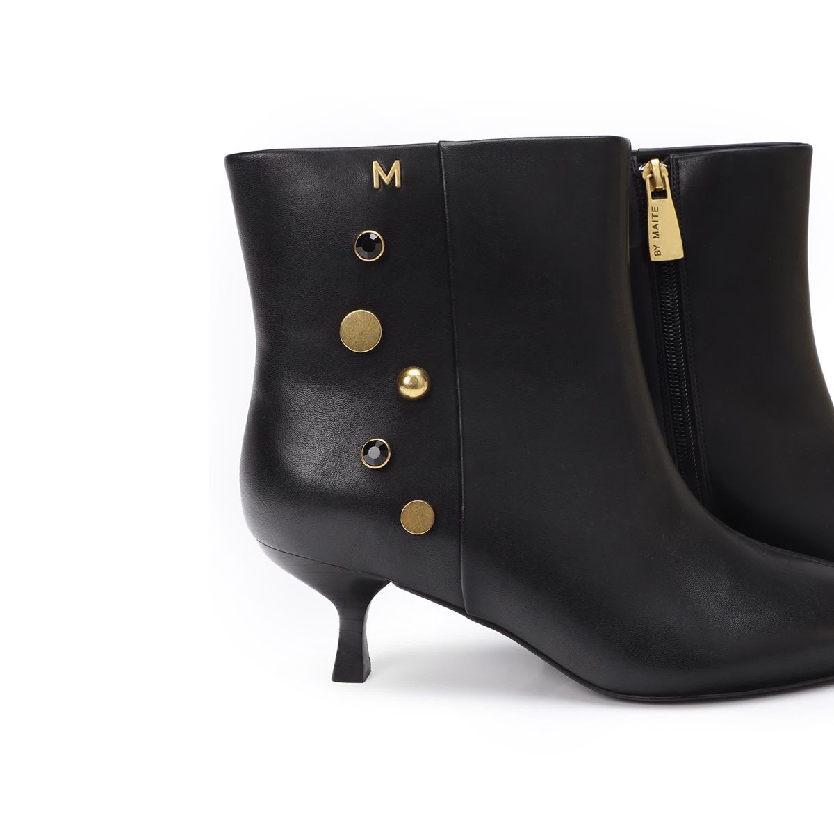 Bottines cloutées à talons en faux cuir noir, LOLA CASADEMUNT