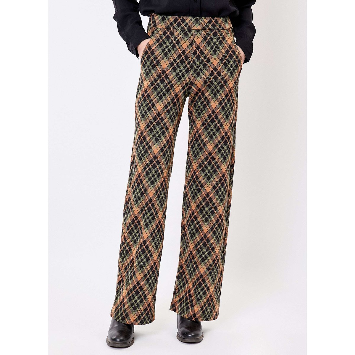 Pantalon ample maille jacquard bio PALMERO marron, PRINCESSE NOMADE