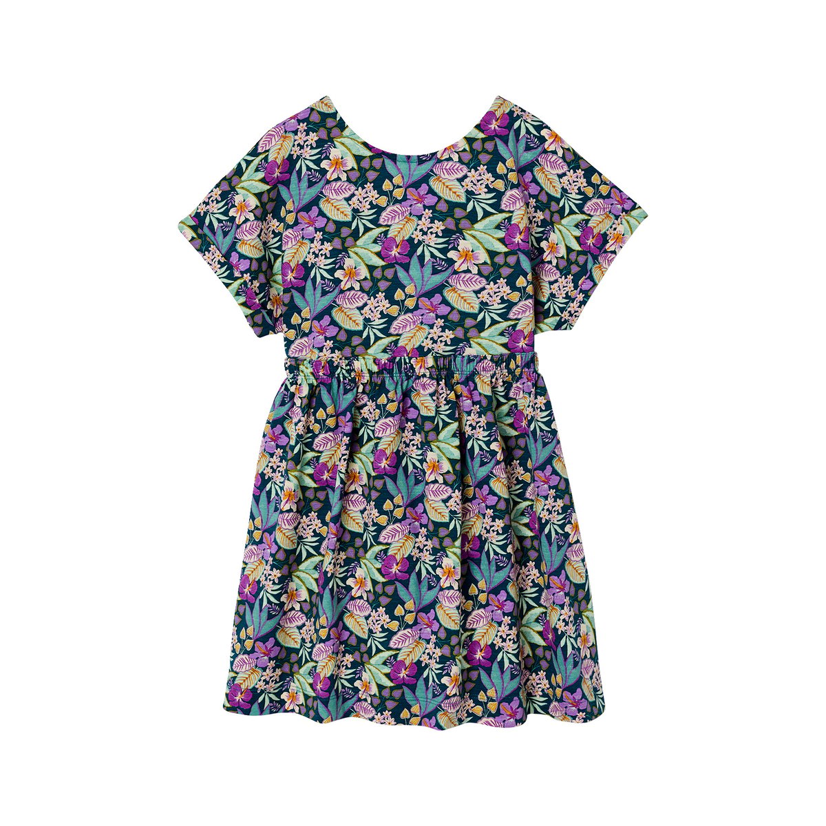 Robe imprimé fleurs vert, VERTBAUDET