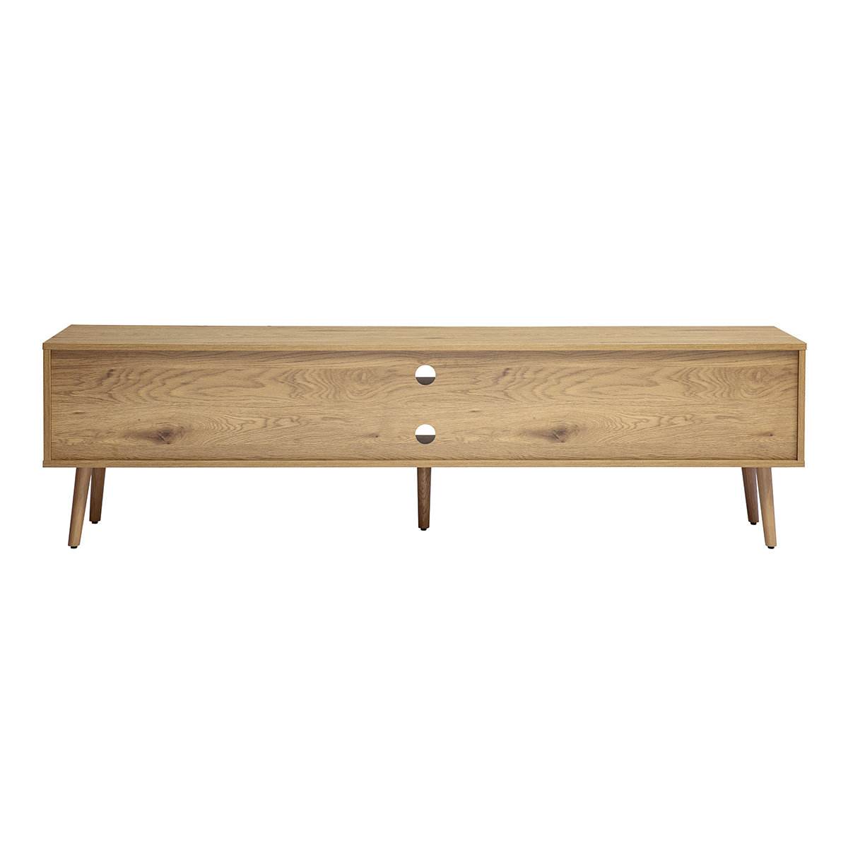 Meuble TV finition bois clair, cannage rotin et métal noir 2 portes L180 cm MANILLE marron, MILIBOO
