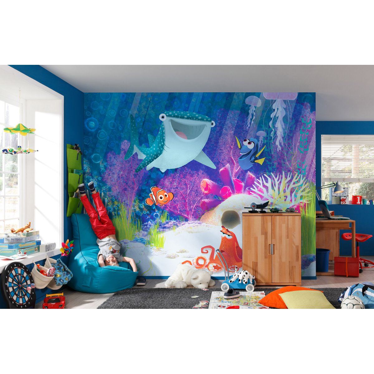 Papier peint Komar - Dory Aqua Party - 300 x 280 cm multicolore, HEXOA