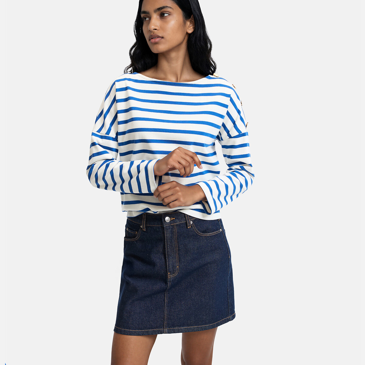 T-shirt stile marinaro oversize, Signature AIMIE blu rigato bianco, LA REDOUTE COLLECTIONS