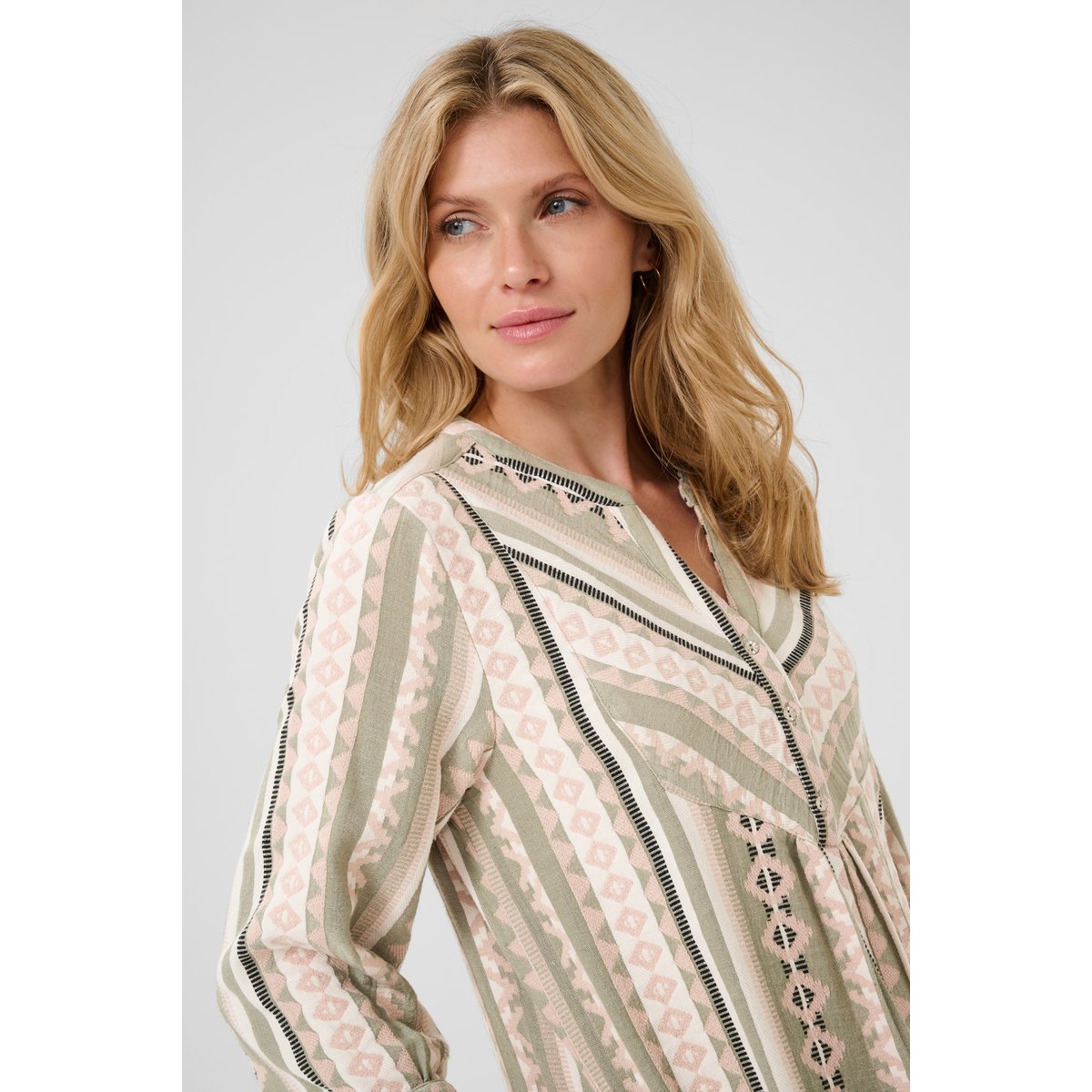Dress multicolore jacquard tea jaquard, CREAM
