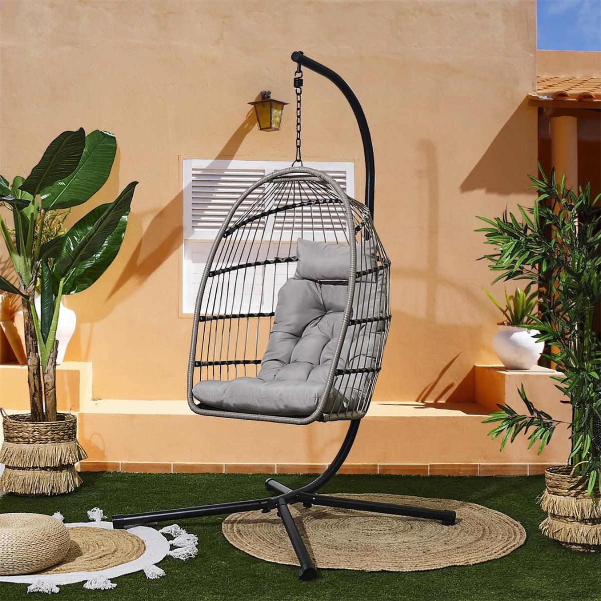 Fauteuil suspendu HANOI gris foncé, THE HOME DECO FACTORY