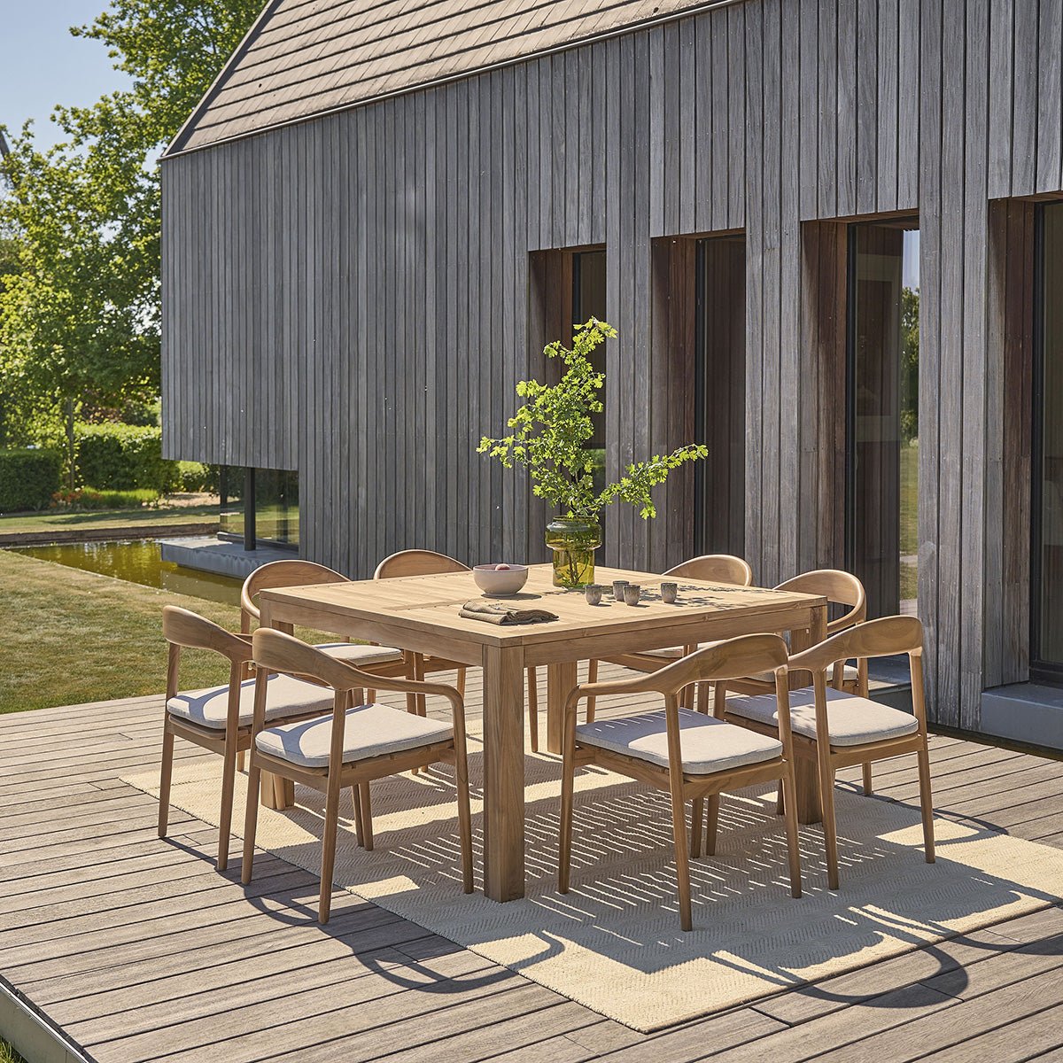 Salon de jardin en teck massif 8 places  AMBRE naturel, BERAH GETAH