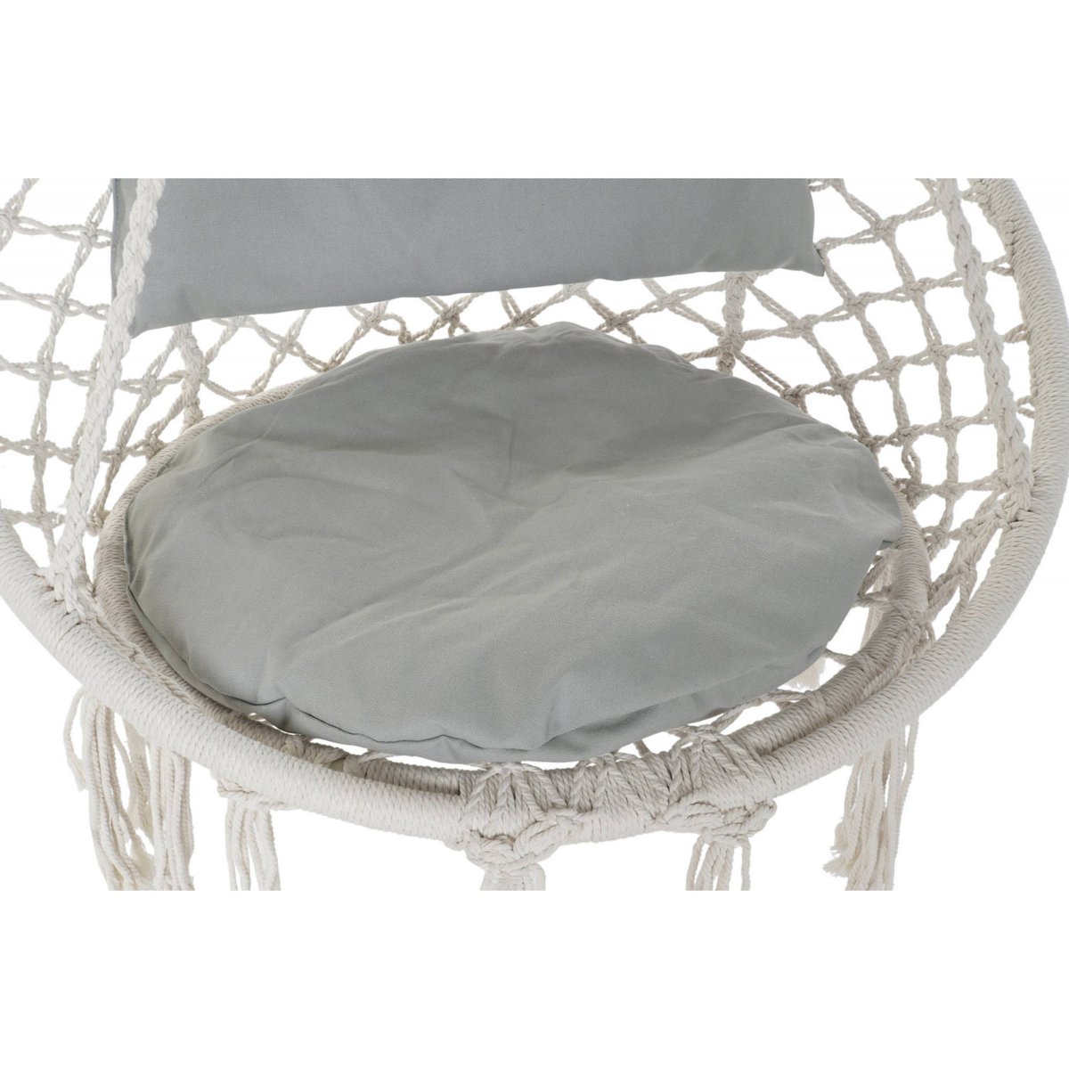 Chaise suspendue extérieure en coton gris épuré avec touches de bambou, RECOLLECTION