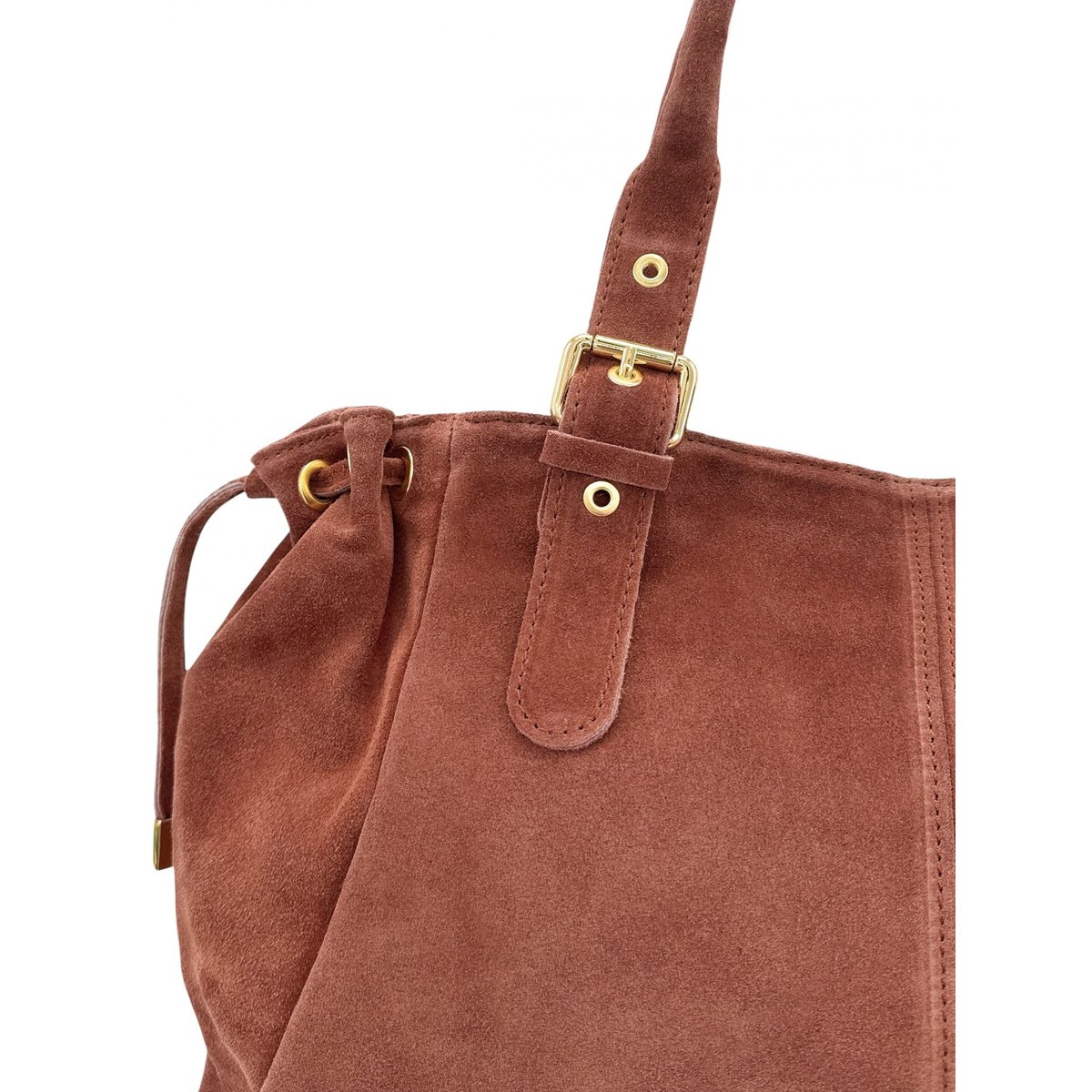 Sac bowling en croûte de cuir PRINCESSE SUEDE XL terracotta, OH MY BAG