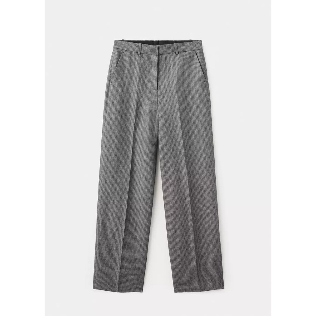 Pantalon de costume droit lin mélangé noir, MANGO