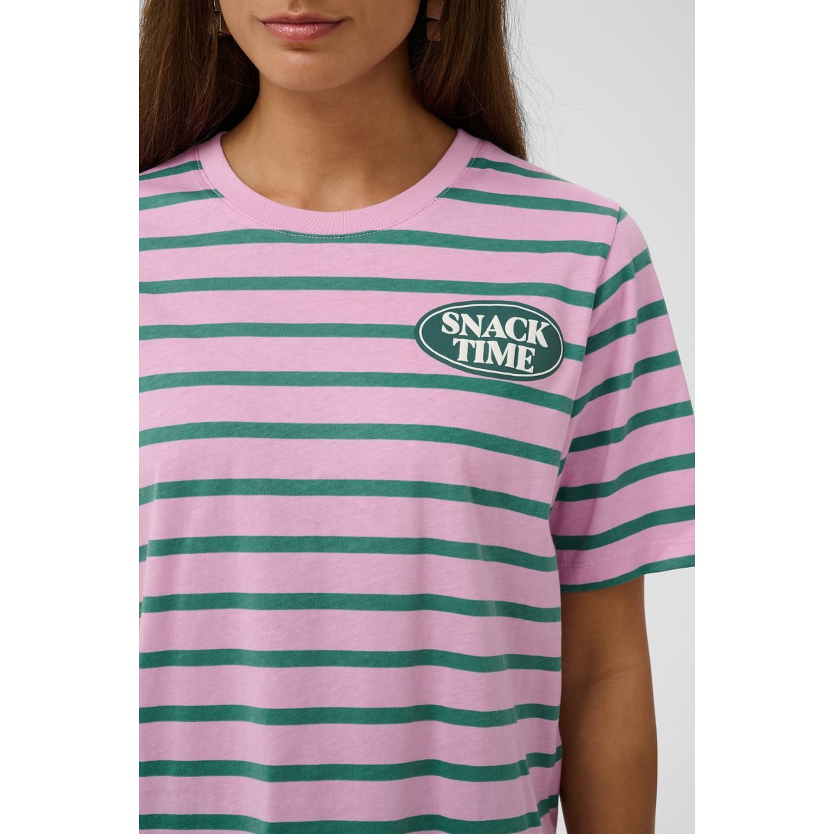 T-shirt rose vert pink/green stripe, CULTURE