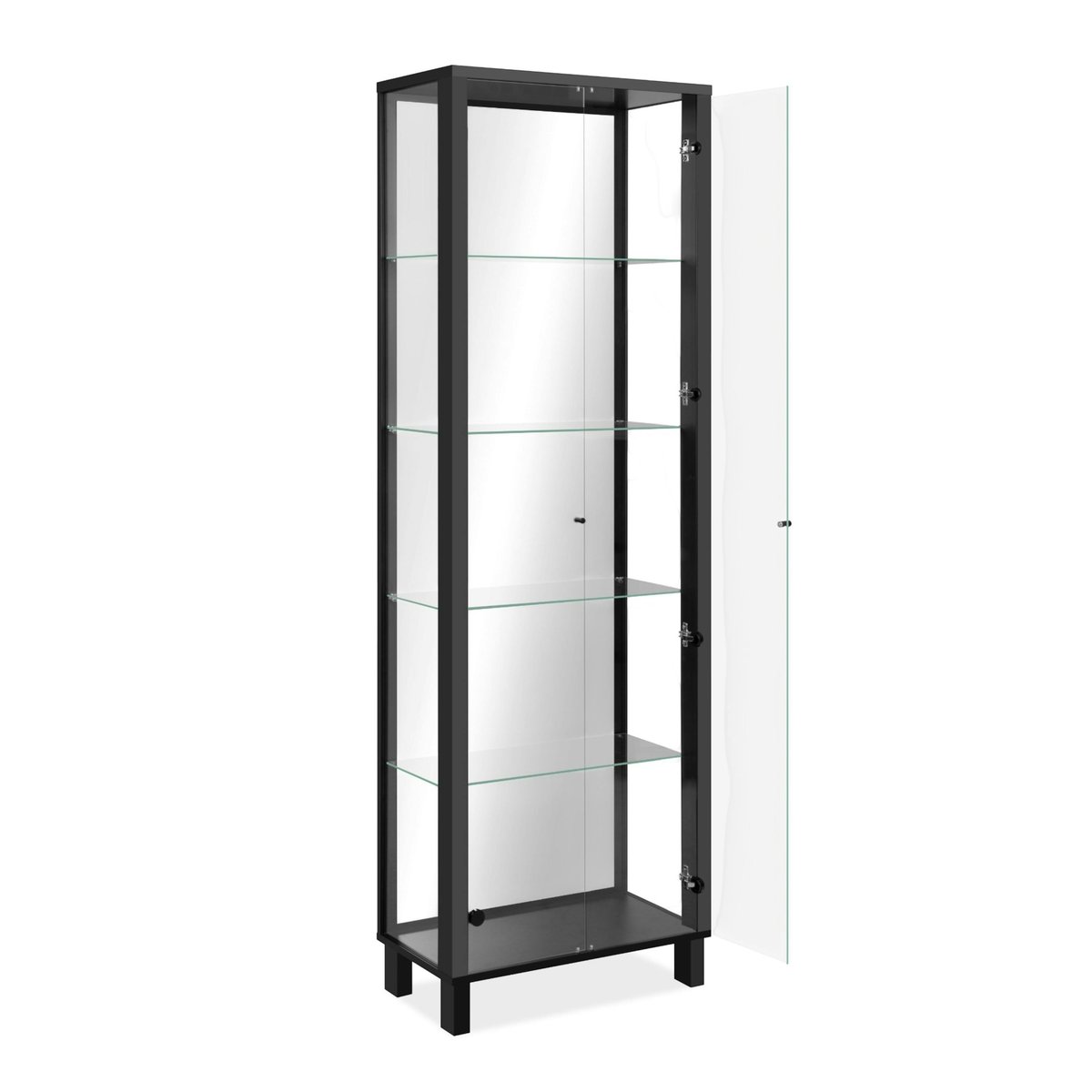 Vitrine de rangement avec miroir, 2 portes RAVEN noir, PIER IMPORT