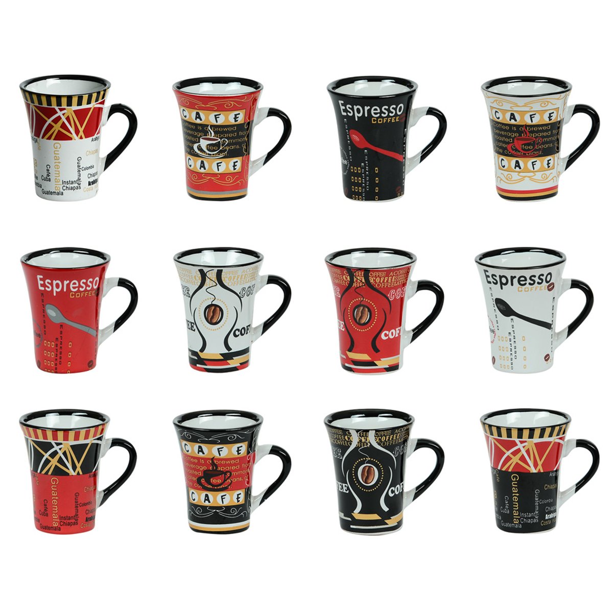 Tasse à café 8 cl décors assortis (lot de 6)-COLOR multicolore, TREND UP