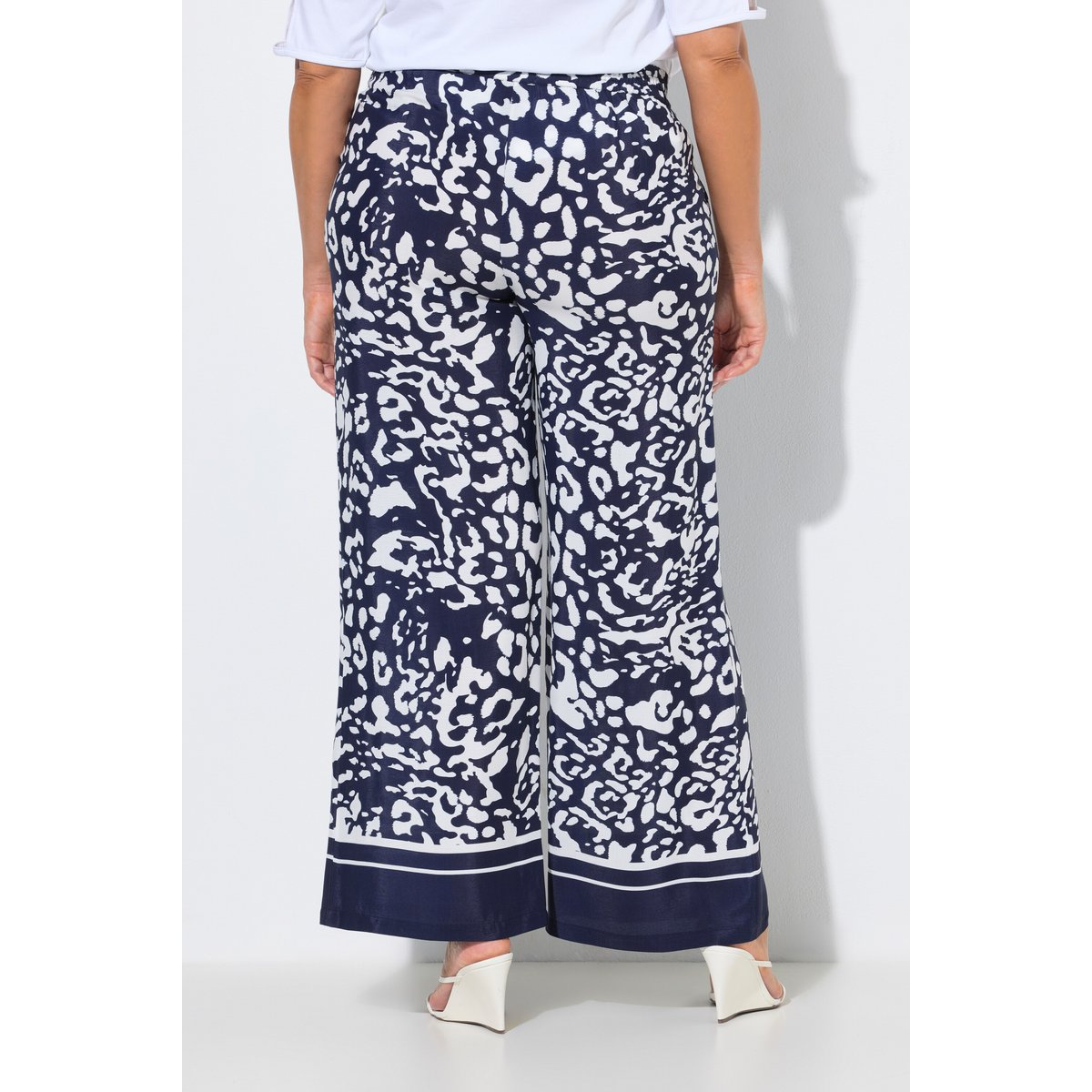 Pantalon à enfiler, jambe large marine, ULLA POPKEN