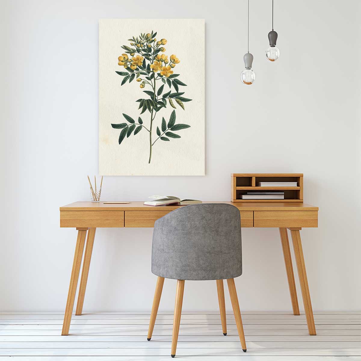 Tableau fleurs millepertuis illustré tableau alu dibond, HEXOA
