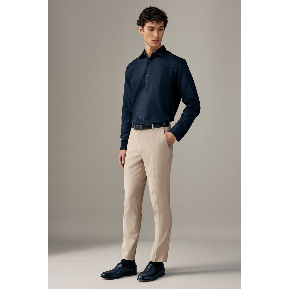 Pantalon habillé stretch coupe slim naturel, NEXT