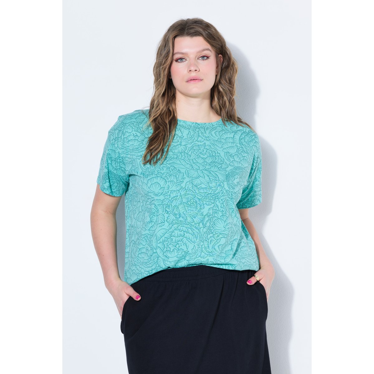 T-shirt oversize, imprimé floral menthe bleue, STUDIO UNTOLD