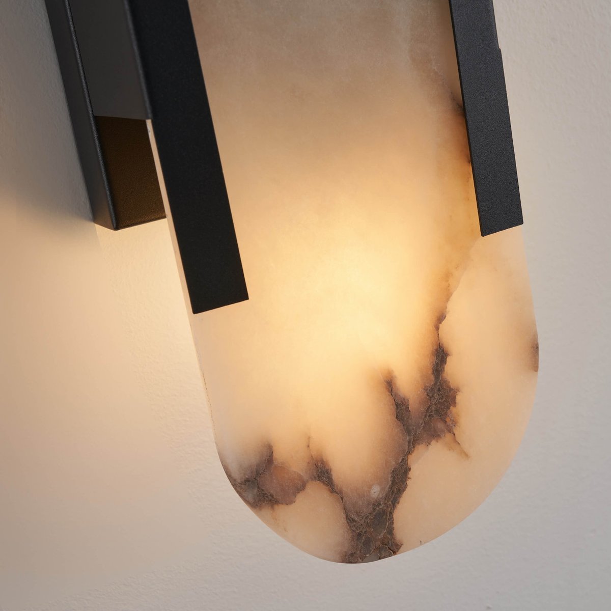 Applique LED marbre opale naturel - ENOLA noir et blanc, KOSILUM